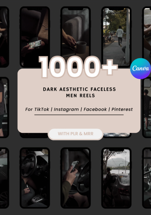 1000+ Faceless Men Reels Dark Aesthetic With Done For You Content Digital Marketing Videos With Master Resell Rights, MRR/PLR, Canva