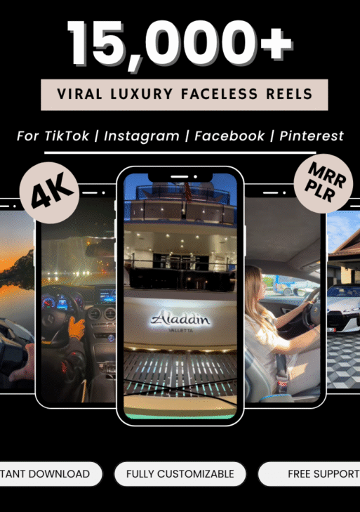 15,000+ Viral Luxury Lifestyle Reels & Videos | Cars, Yachts, Jets, Millionaire Aesthetic | TikTok, Insta, YouTube | PLR + MRR