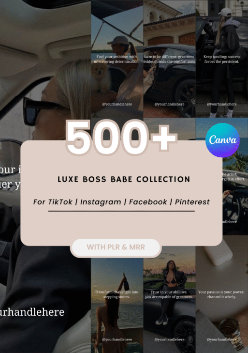 500 Boss Babe Social Media Content - Luxury CEO Mindset Lifestyle Videos - PLR Reels, Stories, Posts (Digital Download)