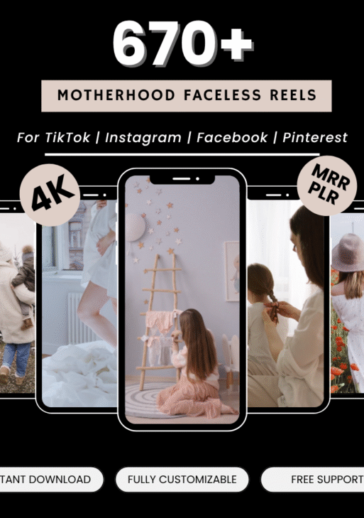 670+ Motherhood Reels Faceless Reels, Mom Life Done For You, PLR MRR Digital Bundle Master Resell Rights, Mompreneur reel, Canva